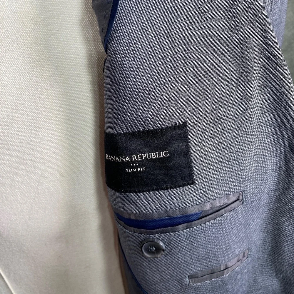 Banana Republic Jacket Mens 40R Gray Slim Fit Sharkskin Blazer Sport‎ Coat Suit